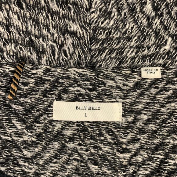 BILLY REID Size L Grey Black Wool Cotton Herringbone Belted Jacket - Picture 5 of 7